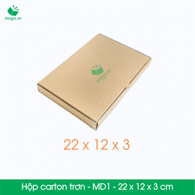 MD1 – 22x12x3 cm – Thùng hộp carton – Hộp dẹt trơn đóng hàng